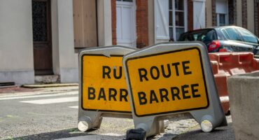 two route barree signage on road