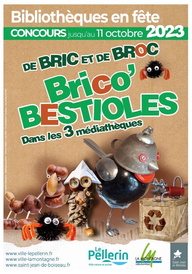 Concours "De bric et de broc, l'art de la réup" jusqu'au 11 octobre novembre dans les médiathèques de La Montagne, du Pellerin et de Saint Jean de Boiseau